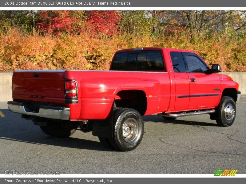 Flame Red / Beige 2001 Dodge Ram 3500 SLT Quad Cab 4x4 Dually
