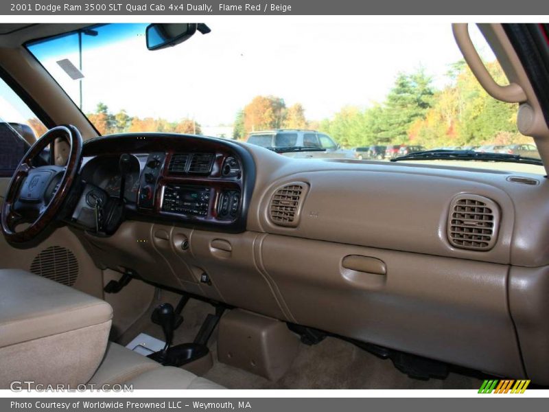 Flame Red / Beige 2001 Dodge Ram 3500 SLT Quad Cab 4x4 Dually