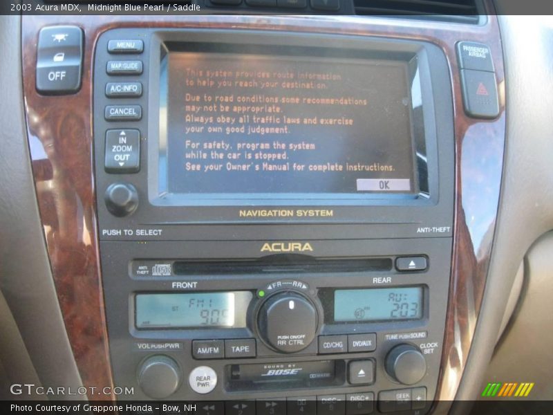 Midnight Blue Pearl / Saddle 2003 Acura MDX