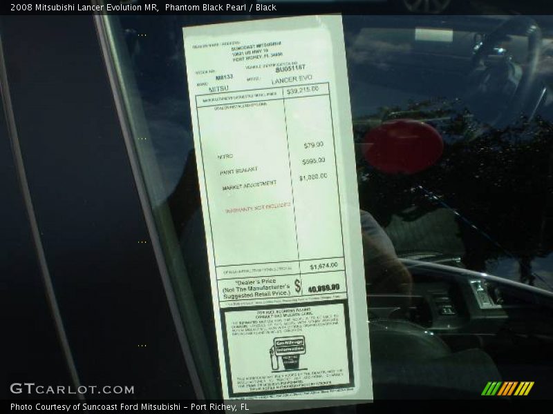 Phantom Black Pearl / Black 2008 Mitsubishi Lancer Evolution MR