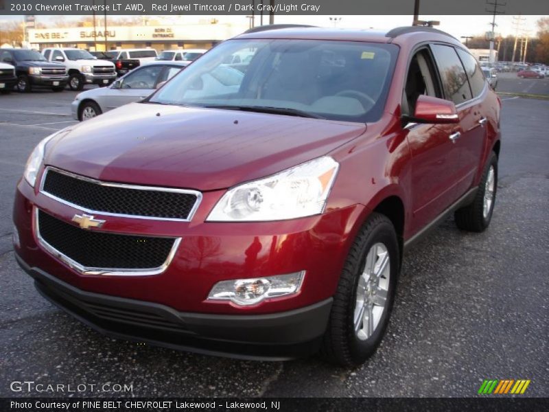 Red Jewel Tintcoat / Dark Gray/Light Gray 2010 Chevrolet Traverse LT AWD
