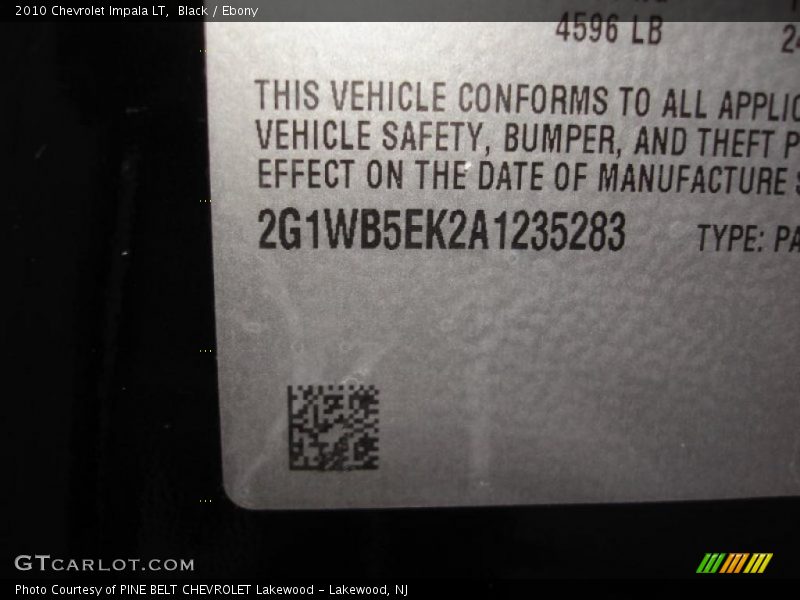 Black / Ebony 2010 Chevrolet Impala LT