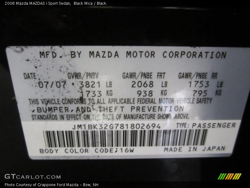 Black Mica / Black 2008 Mazda MAZDA3 i Sport Sedan