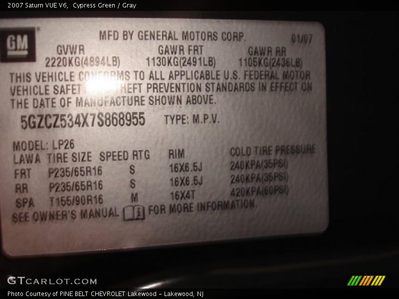 Cypress Green / Gray 2007 Saturn VUE V6