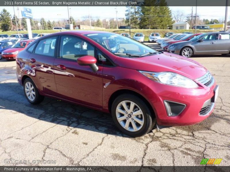 Bright Magenta Metallic / Charcoal Black/Blue Cloth 2011 Ford Fiesta SE Sedan