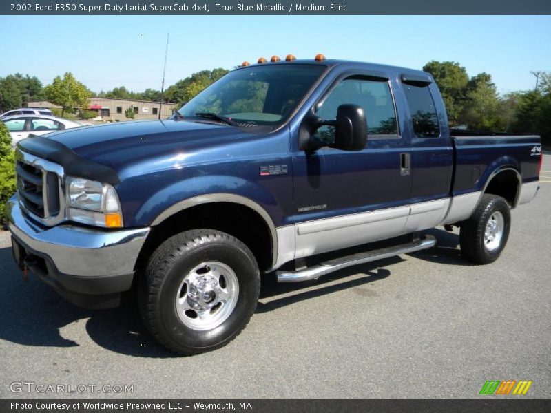 True Blue Metallic / Medium Flint 2002 Ford F350 Super Duty Lariat SuperCab 4x4