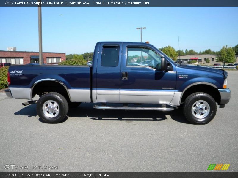 True Blue Metallic / Medium Flint 2002 Ford F350 Super Duty Lariat SuperCab 4x4