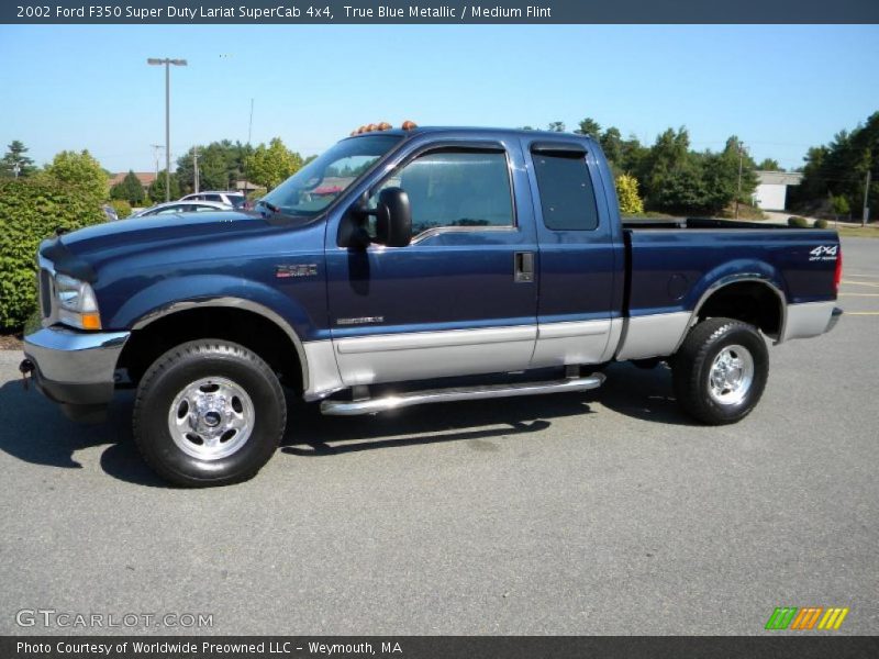 True Blue Metallic / Medium Flint 2002 Ford F350 Super Duty Lariat SuperCab 4x4