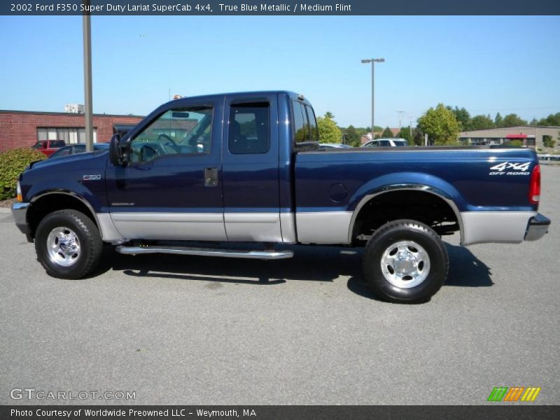 True Blue Metallic / Medium Flint 2002 Ford F350 Super Duty Lariat SuperCab 4x4