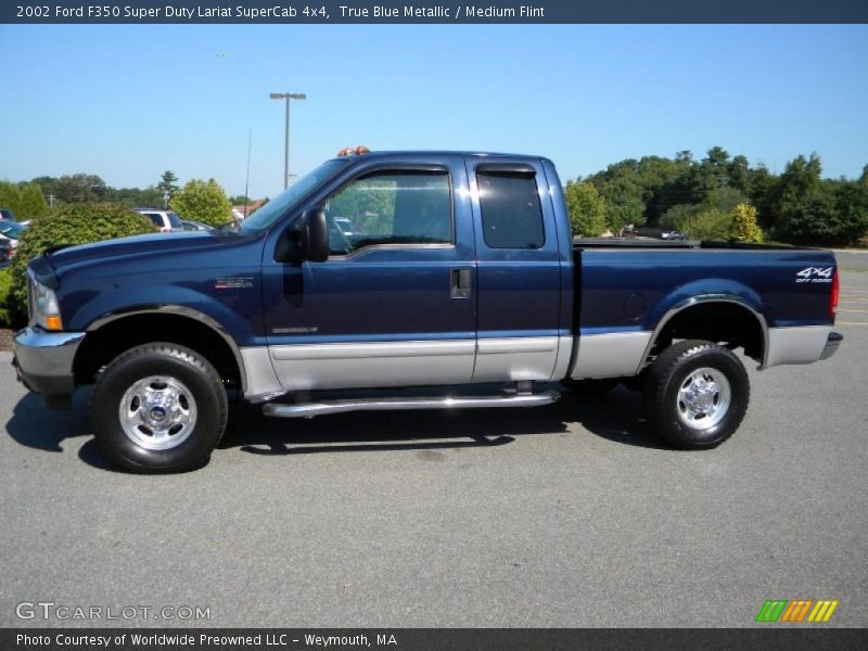 True Blue Metallic / Medium Flint 2002 Ford F350 Super Duty Lariat SuperCab 4x4