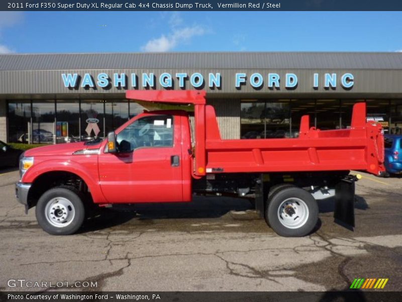 Vermillion Red / Steel 2011 Ford F350 Super Duty XL Regular Cab 4x4 Chassis Dump Truck