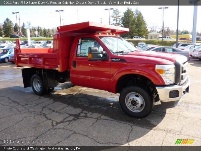 Vermillion Red / Steel 2011 Ford F350 Super Duty XL Regular Cab 4x4 Chassis Dump Truck