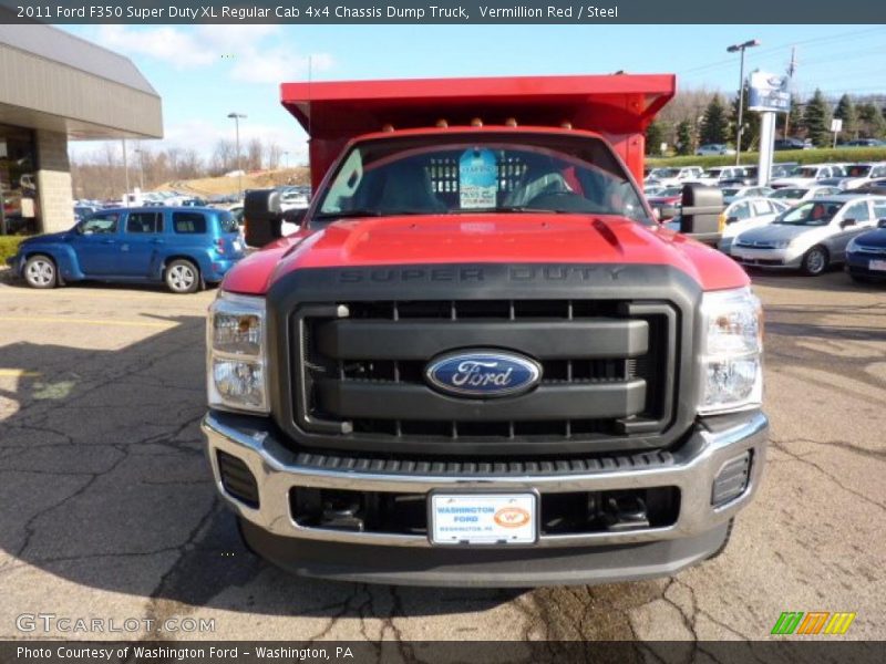 Vermillion Red / Steel 2011 Ford F350 Super Duty XL Regular Cab 4x4 Chassis Dump Truck