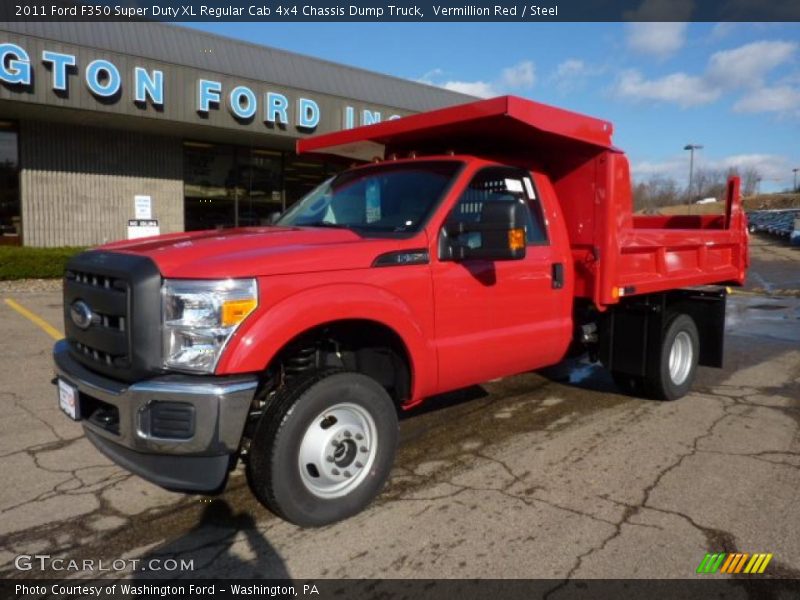 Vermillion Red / Steel 2011 Ford F350 Super Duty XL Regular Cab 4x4 Chassis Dump Truck