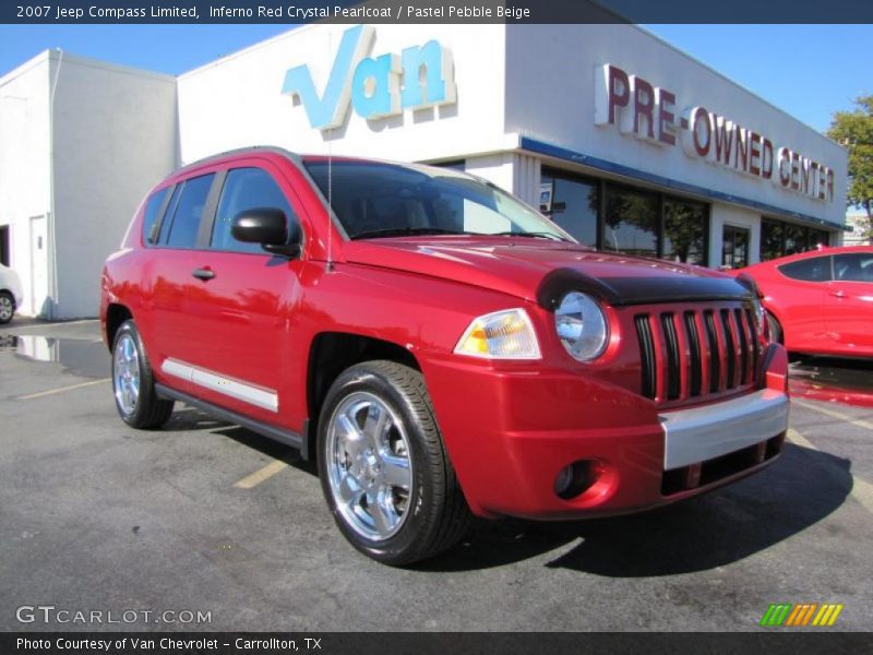 Inferno Red Crystal Pearlcoat / Pastel Pebble Beige 2007 Jeep Compass Limited