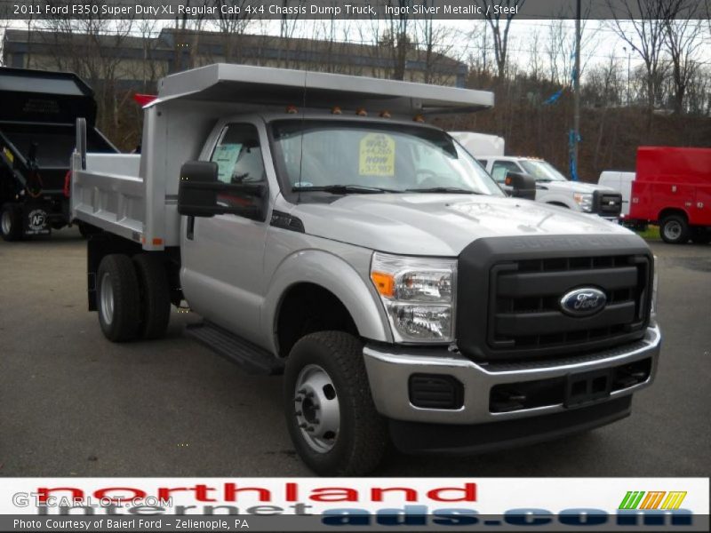 Ingot Silver Metallic / Steel 2011 Ford F350 Super Duty XL Regular Cab 4x4 Chassis Dump Truck