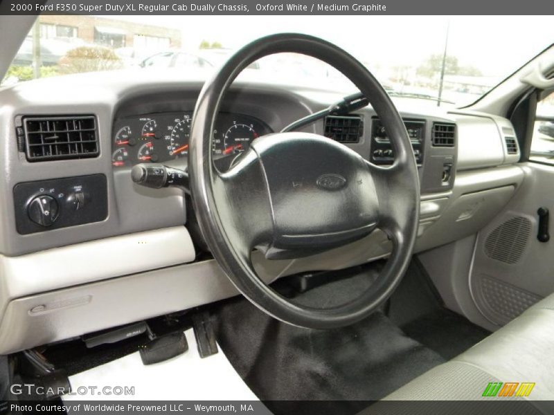 Oxford White / Medium Graphite 2000 Ford F350 Super Duty XL Regular Cab Dually Chassis