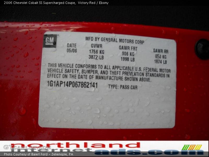 Victory Red / Ebony 2006 Chevrolet Cobalt SS Supercharged Coupe