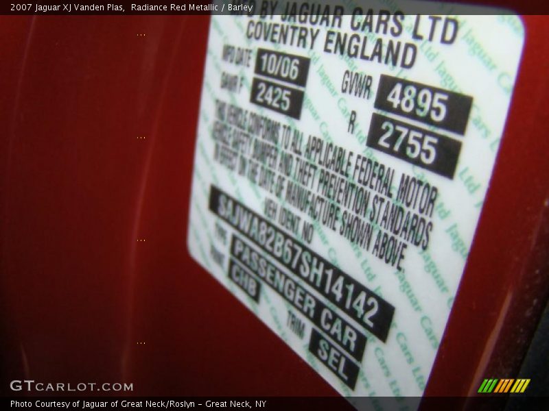 Radiance Red Metallic / Barley 2007 Jaguar XJ Vanden Plas