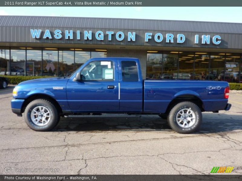 Vista Blue Metallic / Medium Dark Flint 2011 Ford Ranger XLT SuperCab 4x4
