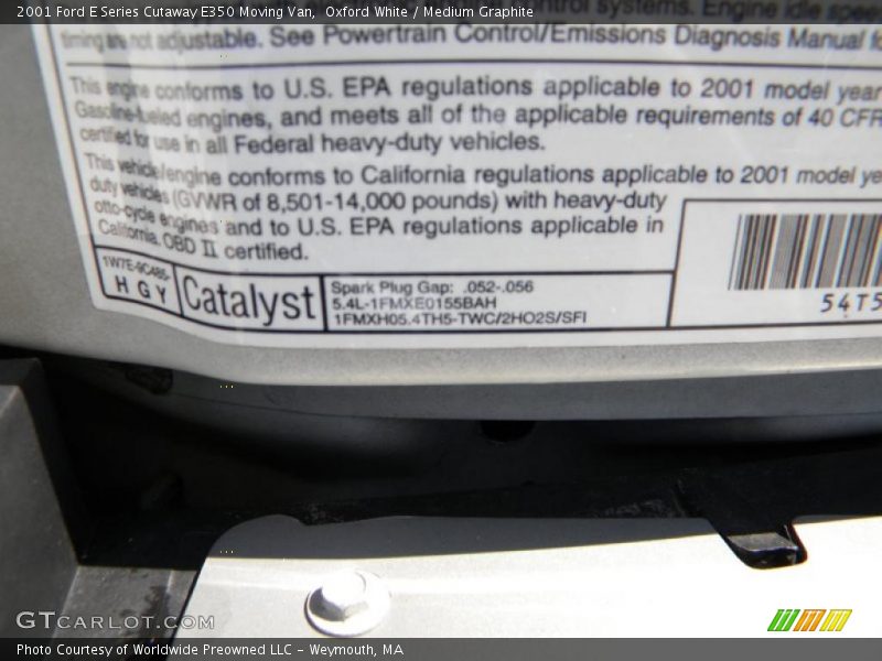Oxford White / Medium Graphite 2001 Ford E Series Cutaway E350 Moving Van