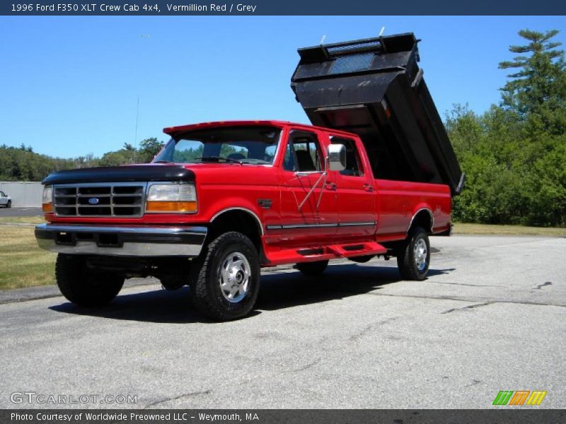 Vermillion Red / Grey 1996 Ford F350 XLT Crew Cab 4x4