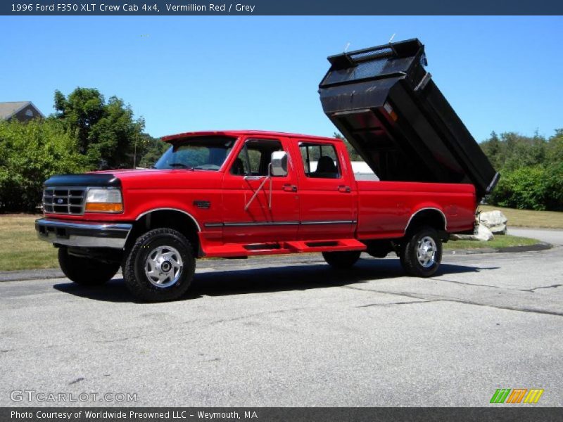 Vermillion Red / Grey 1996 Ford F350 XLT Crew Cab 4x4