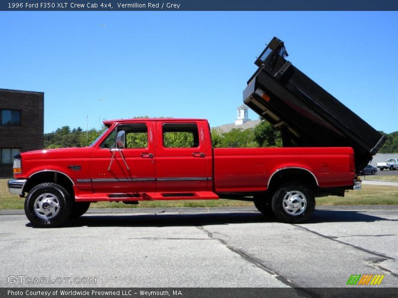 Vermillion Red / Grey 1996 Ford F350 XLT Crew Cab 4x4
