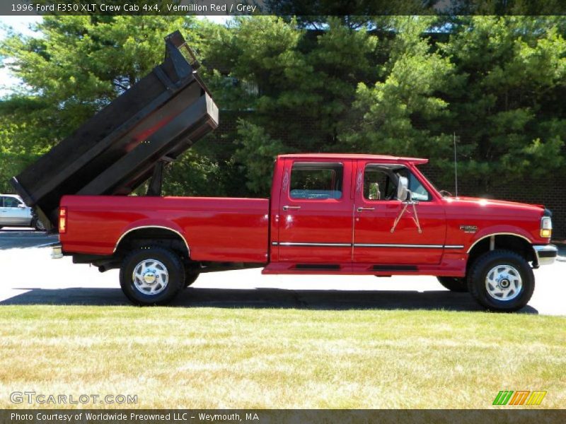 Vermillion Red / Grey 1996 Ford F350 XLT Crew Cab 4x4