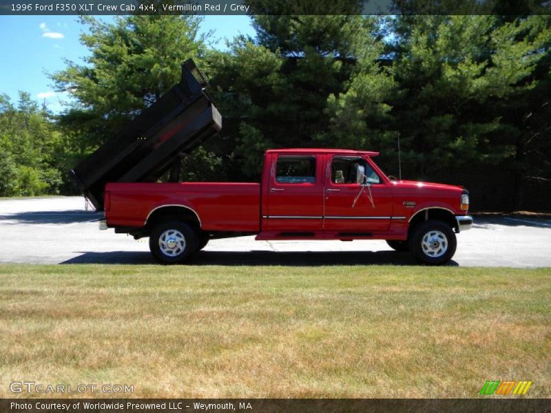 Vermillion Red / Grey 1996 Ford F350 XLT Crew Cab 4x4