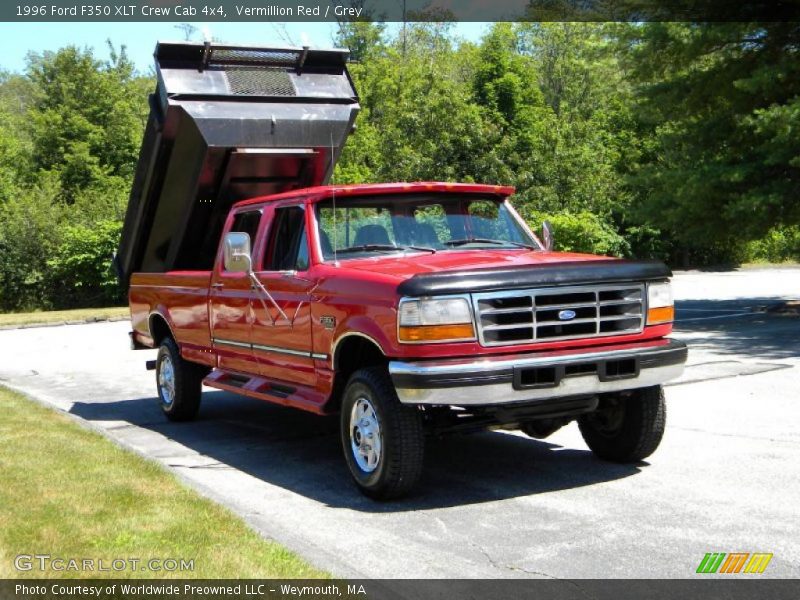 Vermillion Red / Grey 1996 Ford F350 XLT Crew Cab 4x4