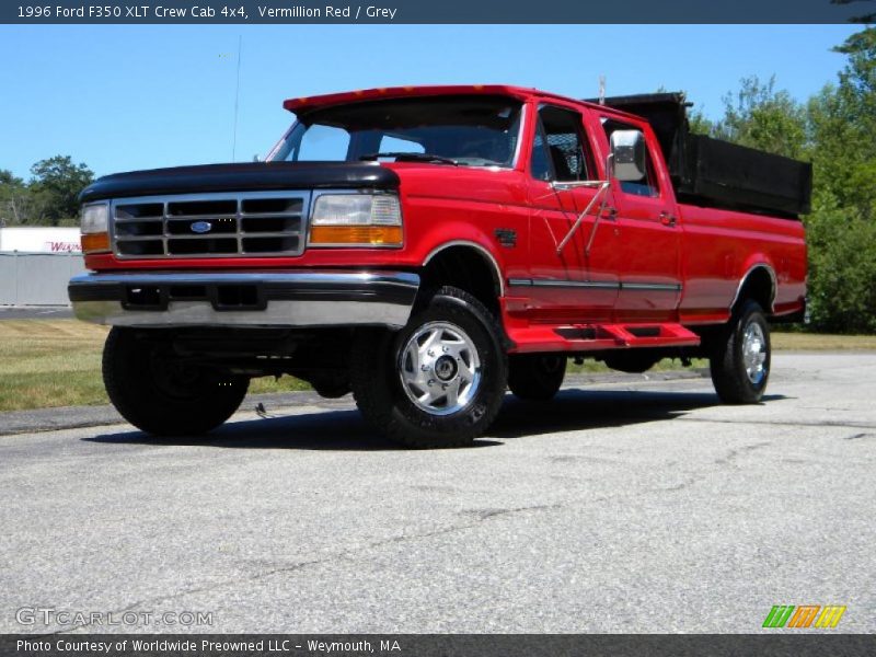 Vermillion Red / Grey 1996 Ford F350 XLT Crew Cab 4x4