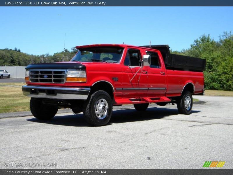Vermillion Red / Grey 1996 Ford F350 XLT Crew Cab 4x4