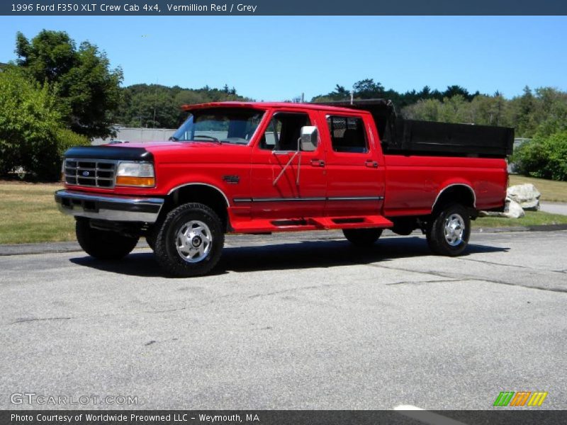 Vermillion Red / Grey 1996 Ford F350 XLT Crew Cab 4x4