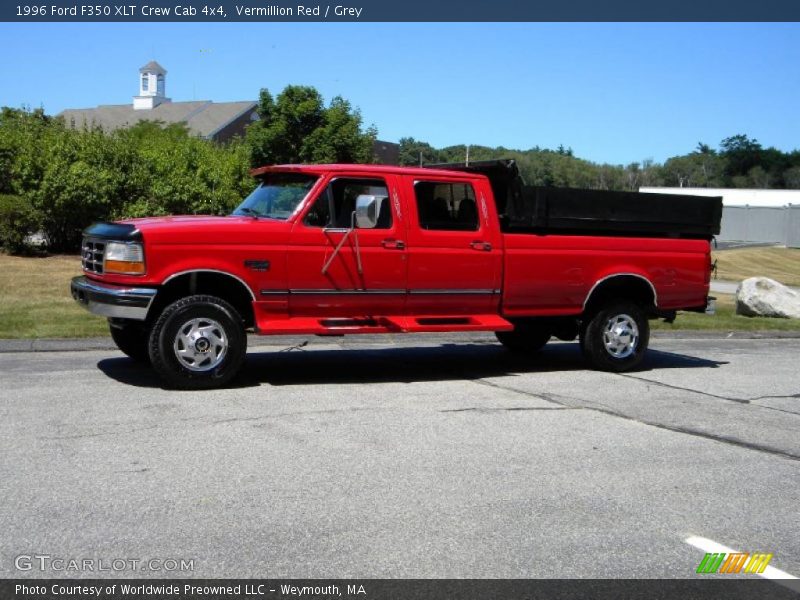 Vermillion Red / Grey 1996 Ford F350 XLT Crew Cab 4x4