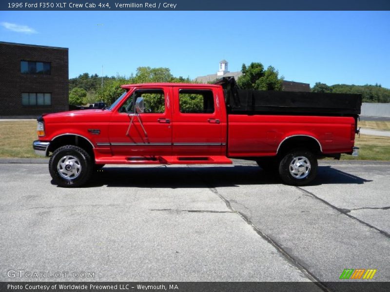 Vermillion Red / Grey 1996 Ford F350 XLT Crew Cab 4x4
