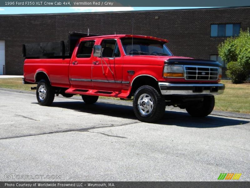 Vermillion Red / Grey 1996 Ford F350 XLT Crew Cab 4x4