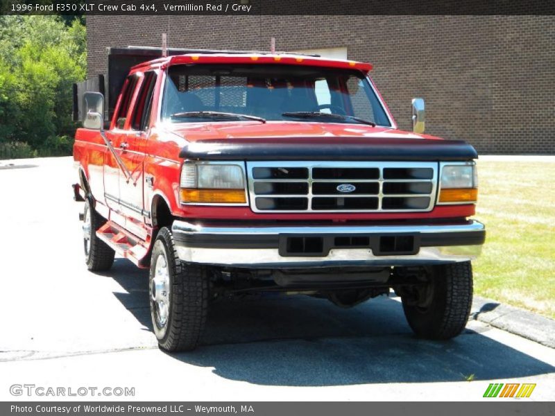 Vermillion Red / Grey 1996 Ford F350 XLT Crew Cab 4x4