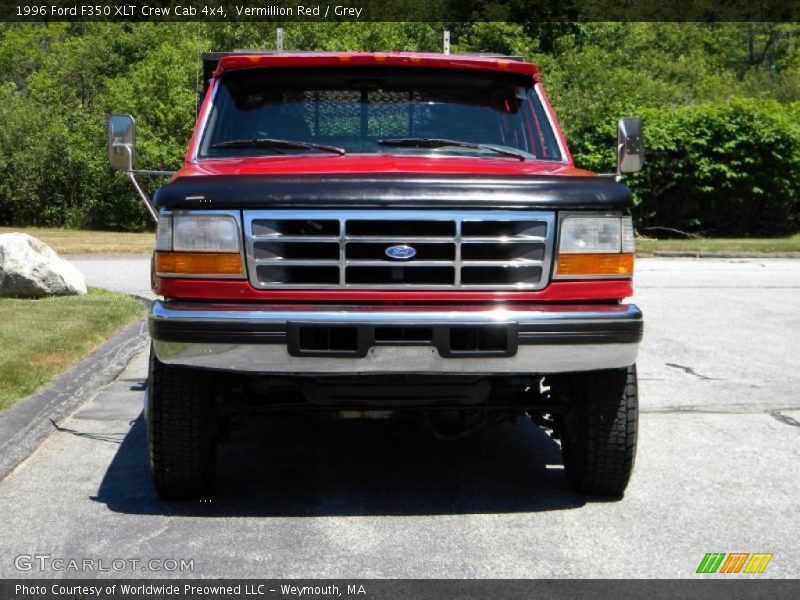 Vermillion Red / Grey 1996 Ford F350 XLT Crew Cab 4x4