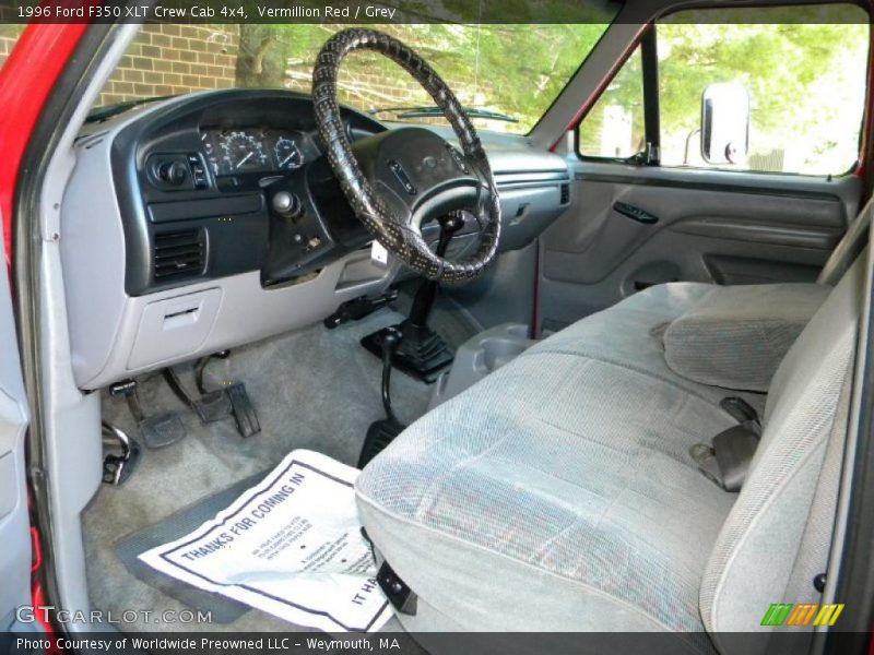 Vermillion Red / Grey 1996 Ford F350 XLT Crew Cab 4x4