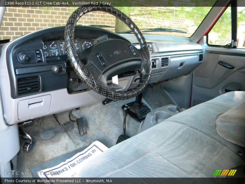 Vermillion Red / Grey 1996 Ford F350 XLT Crew Cab 4x4