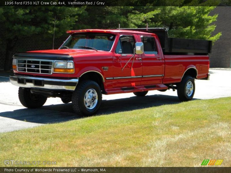 Vermillion Red / Grey 1996 Ford F350 XLT Crew Cab 4x4