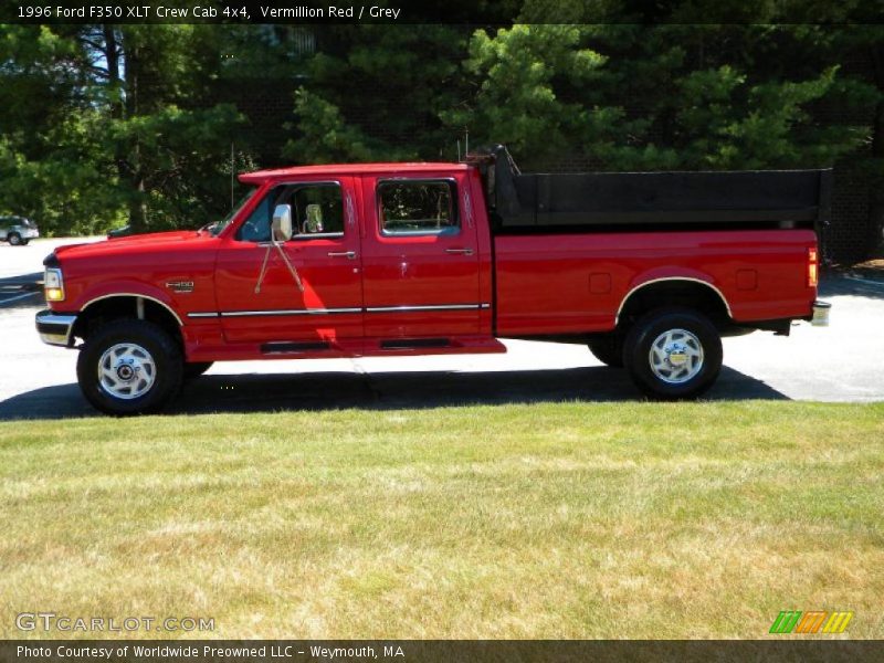 Vermillion Red / Grey 1996 Ford F350 XLT Crew Cab 4x4