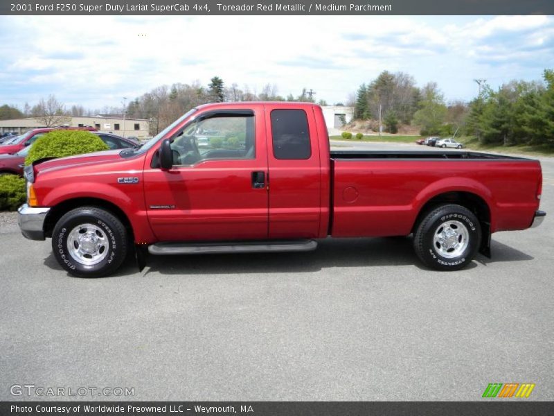 Toreador Red Metallic / Medium Parchment 2001 Ford F250 Super Duty Lariat SuperCab 4x4