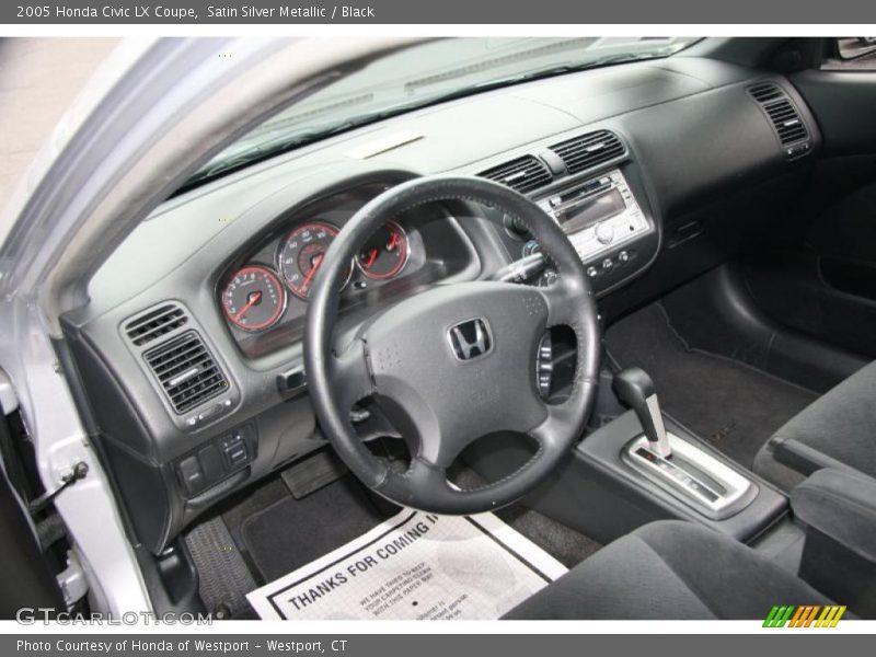 Satin Silver Metallic / Black 2005 Honda Civic LX Coupe