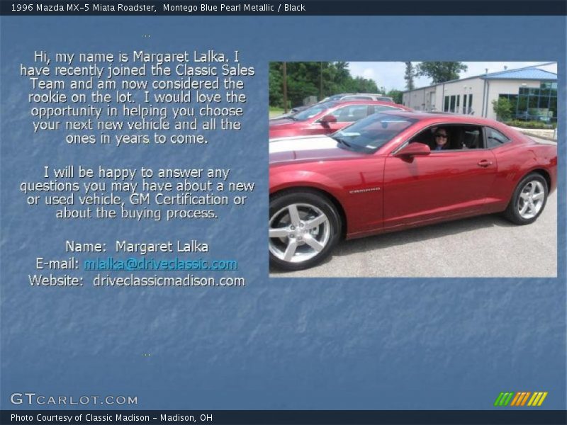 Montego Blue Pearl Metallic / Black 1996 Mazda MX-5 Miata Roadster