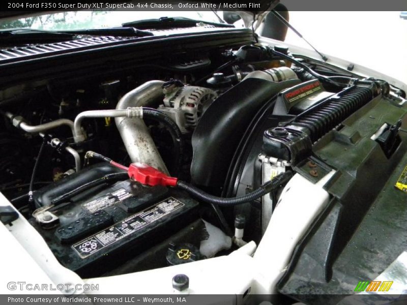 Oxford White / Medium Flint 2004 Ford F350 Super Duty XLT SuperCab 4x4 Chassis