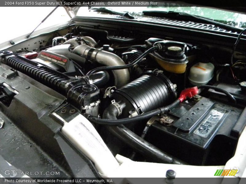 Oxford White / Medium Flint 2004 Ford F350 Super Duty XLT SuperCab 4x4 Chassis