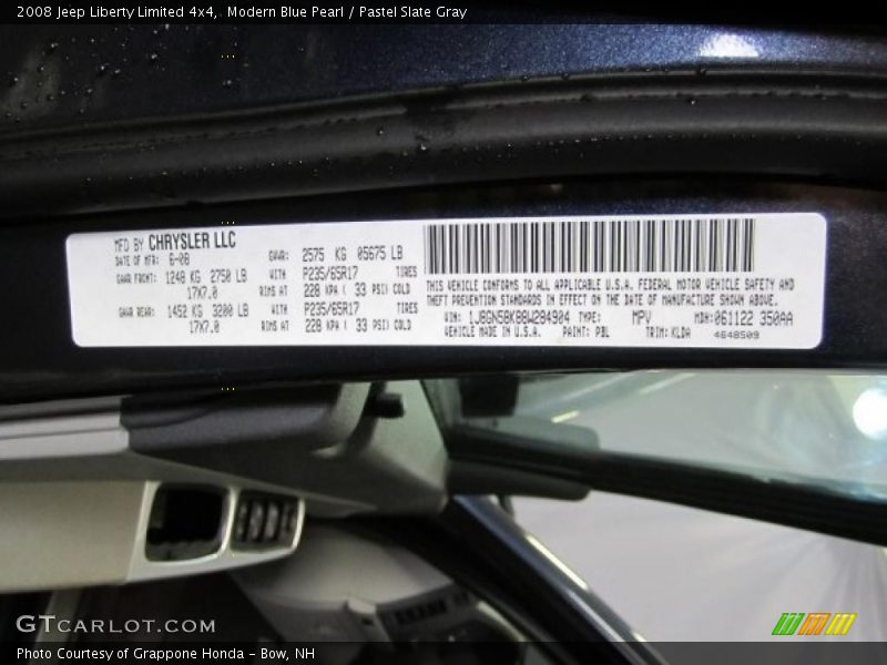 Modern Blue Pearl / Pastel Slate Gray 2008 Jeep Liberty Limited 4x4