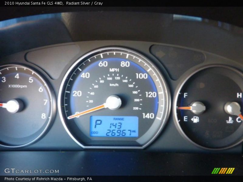 Radiant Silver / Gray 2010 Hyundai Santa Fe GLS 4WD